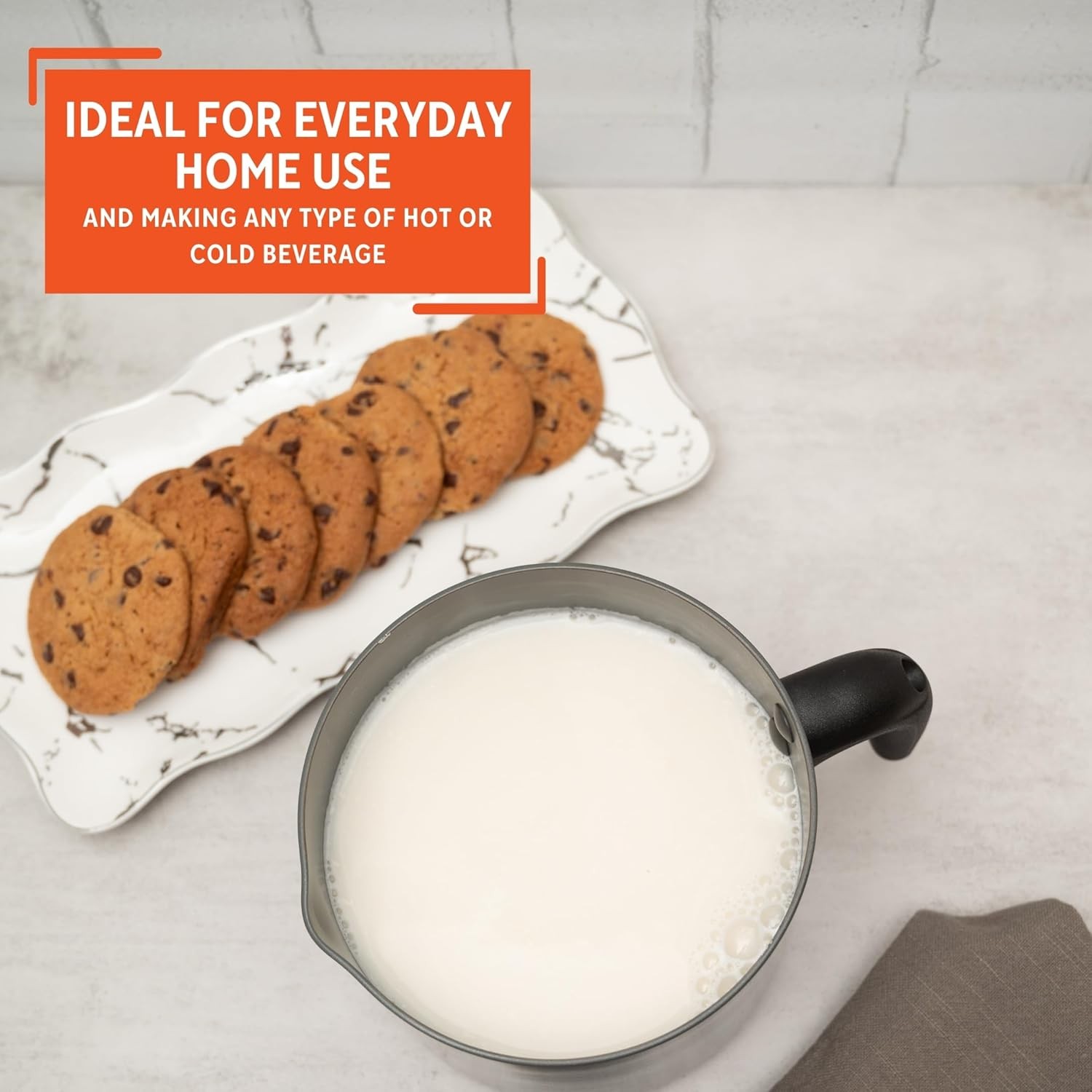 1.3 Qt Ceramic NonStick Milk Pot with Pour Spout – PFAS Free Aluminum Saucepan