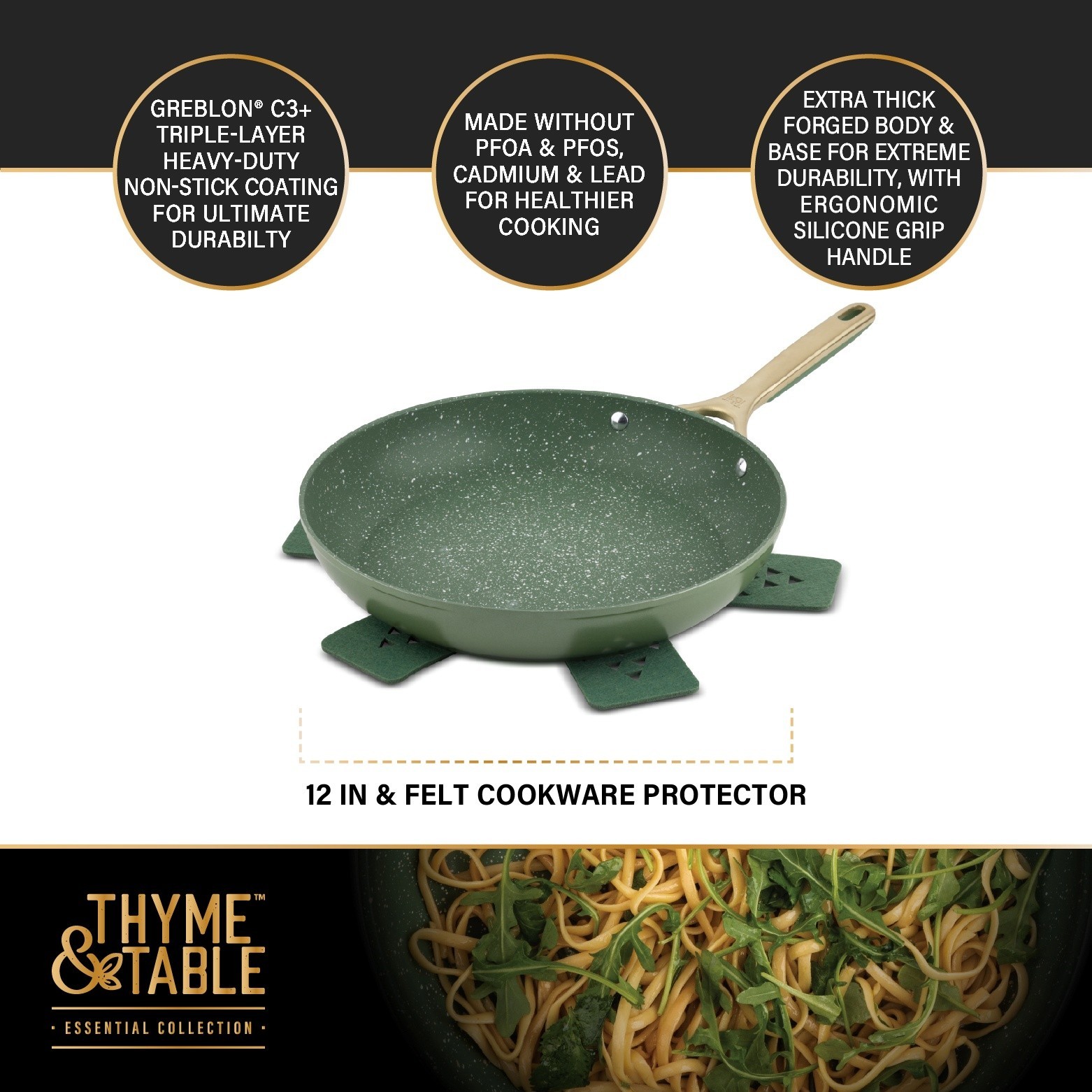 Thyme & Table 12″ Non-Stick Supreme Fry Pan – Olive