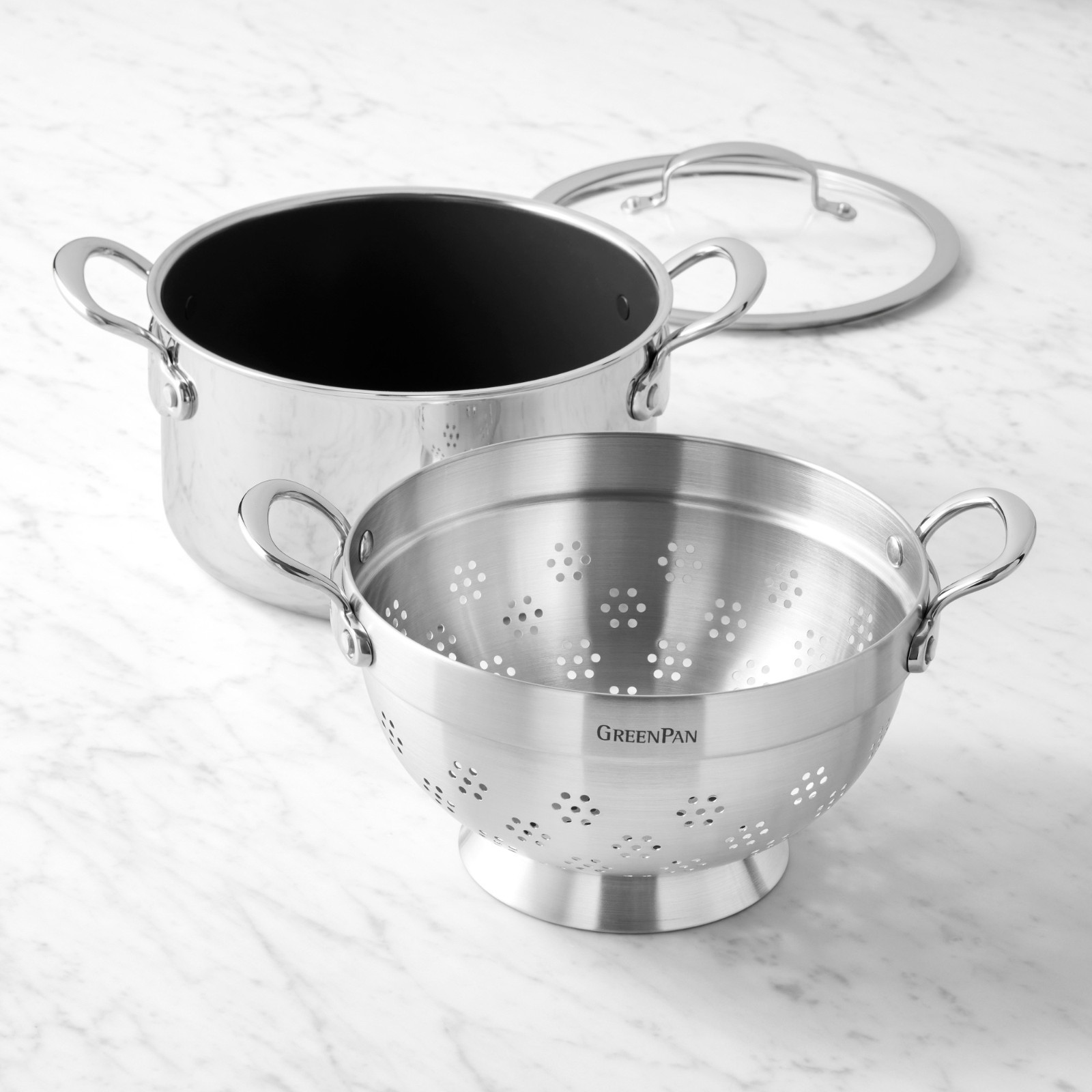 GreenPan Premiere Max Stainless-Steel Ceramic Nonstick Steamer Multipot, 6-Qt
