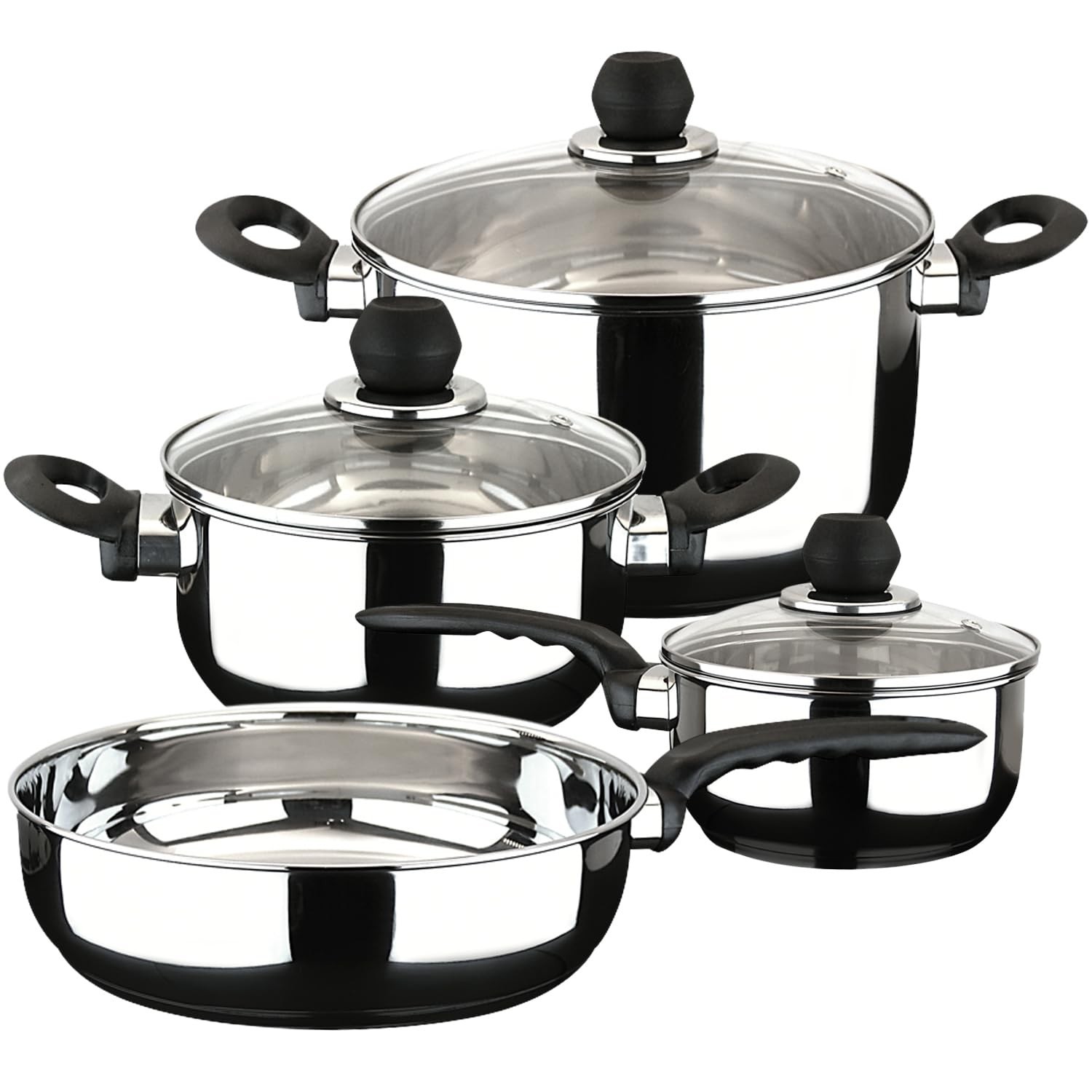 7-Piece Stainless Steel Cookware Set – Stockpot, Stew Pot, Saucepan & More, All