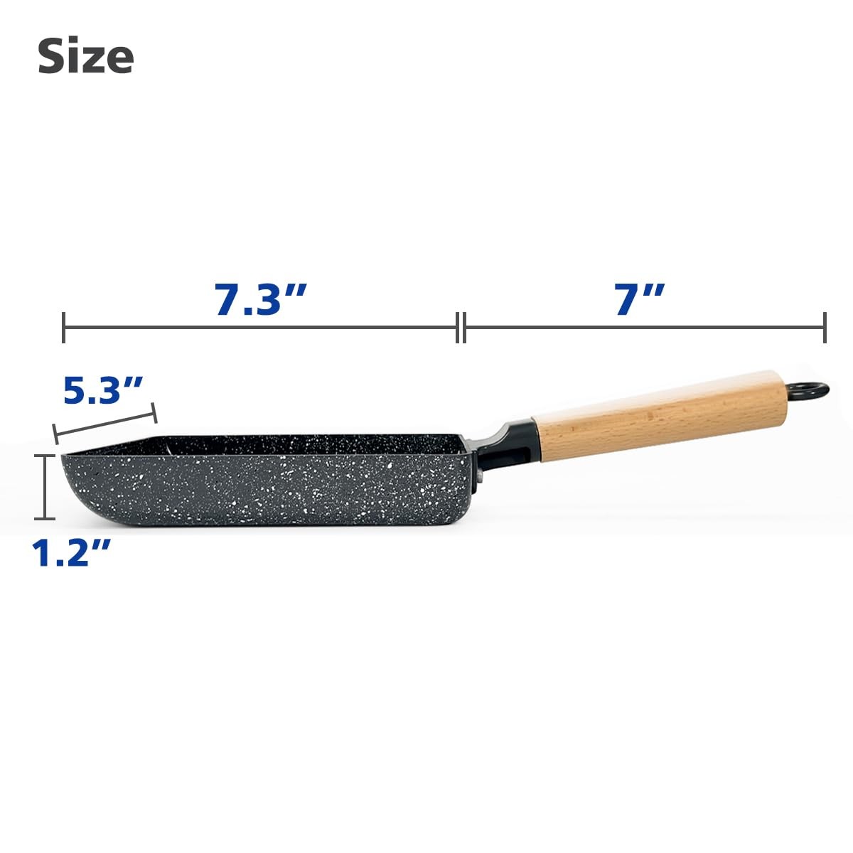 LISOS Ceramic Coating Square Japanese Tamagoyaki Omelette 5×7, Dark Gray