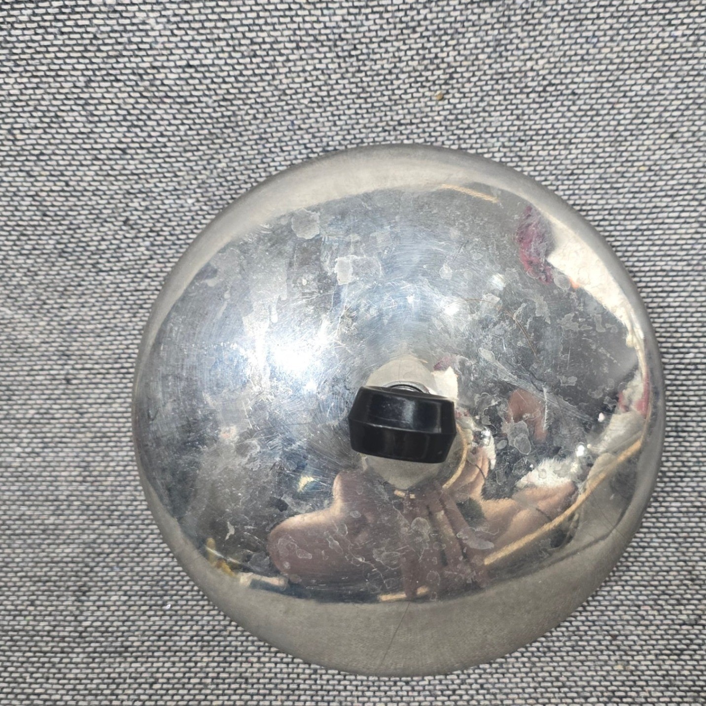 Vintage Stainless Steel High Dome Pot Lid Replacement Black Knob 6.25 Inch