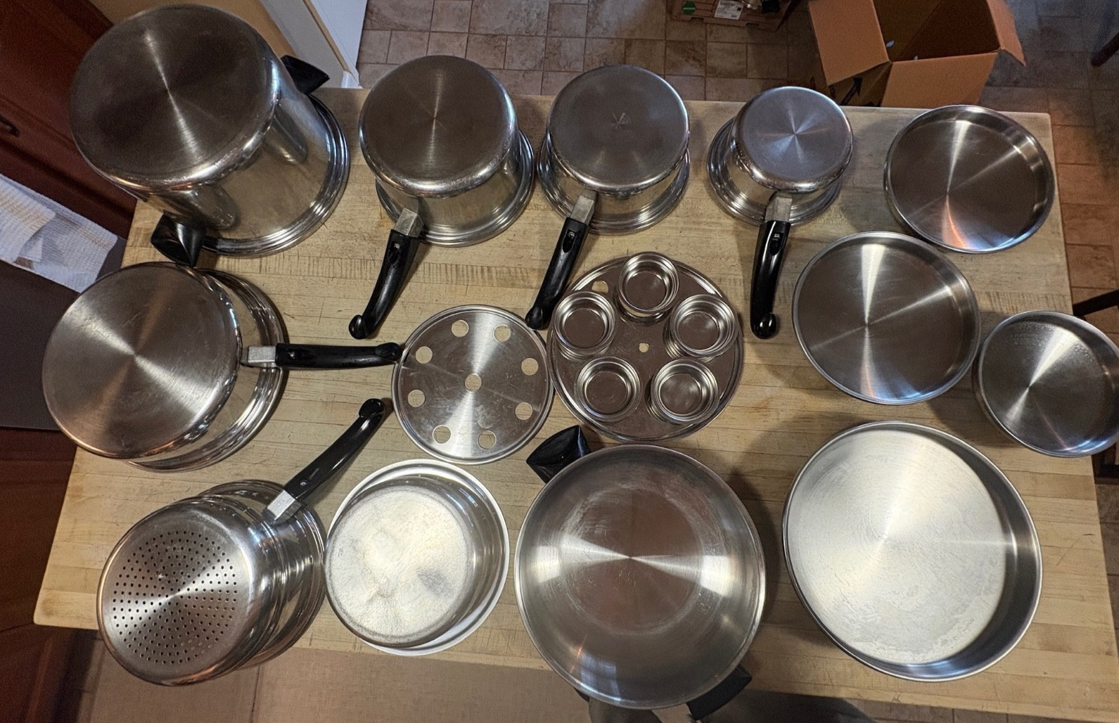 Vtg 14 pcs Seal-O-Matic Thermium Multi-Plex Stainless Steel USA Cookware Set USA
