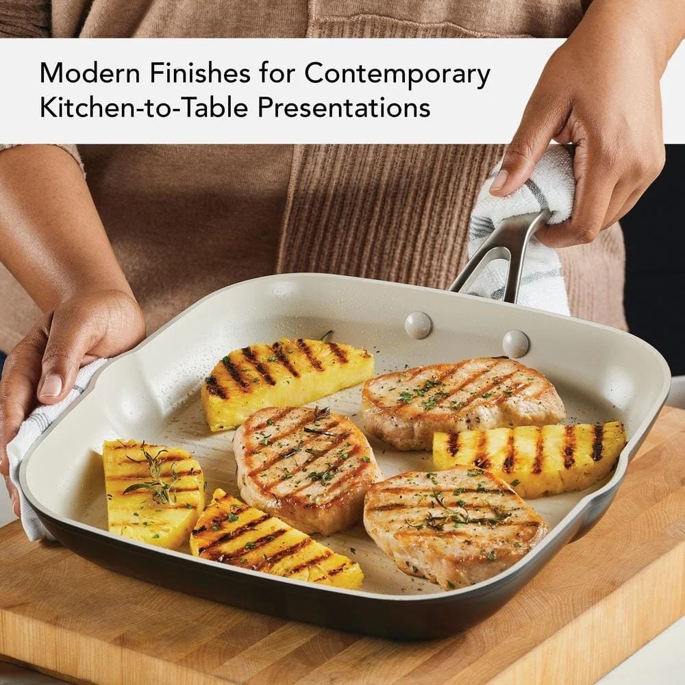 Hard Anodized 11.25 Inch Ceramic Nonstick Grill Pan, Oven Safe to 500°F