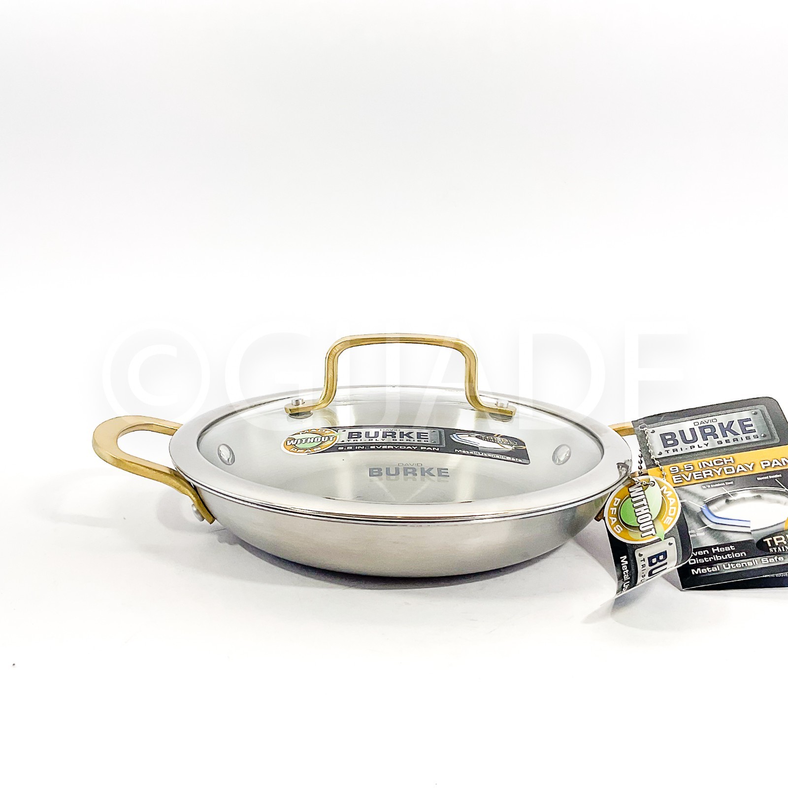 David Burke Splendor Series Everyday Pan 9.5″ Pot lid cookware Silver & Gold