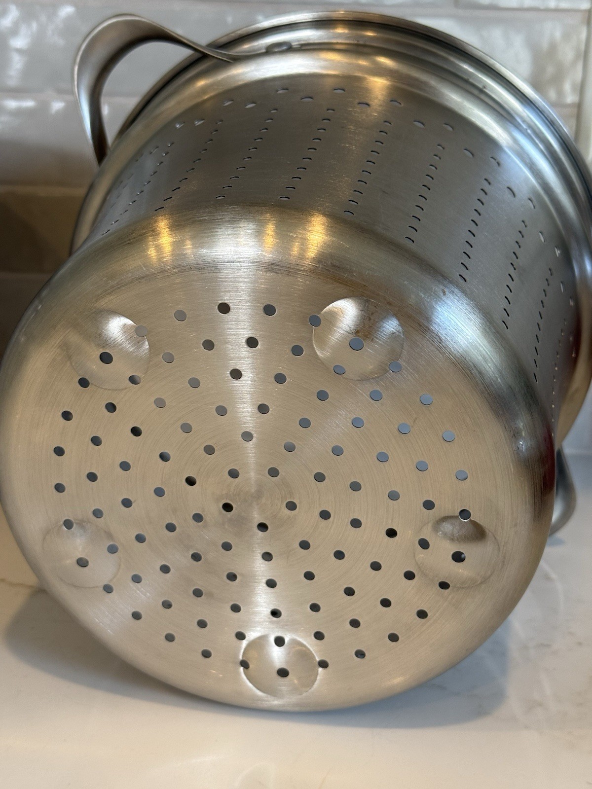 Calphalon 8 Qt Stainless Steel Stock Pot Steamer Strainer Insert Lid 4 Pc