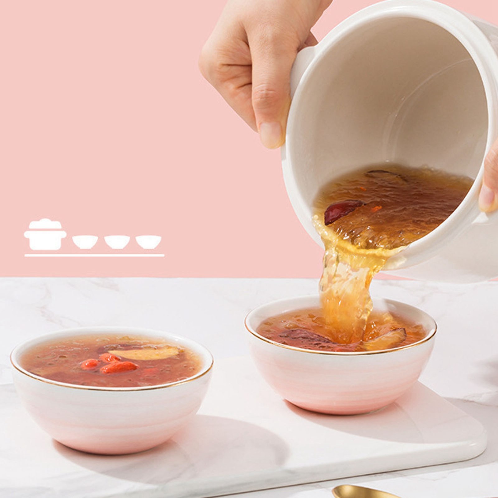 200W 1L Electric Stew Pot with Ceramic Interior Pot Slow Cooker Pot with Lid