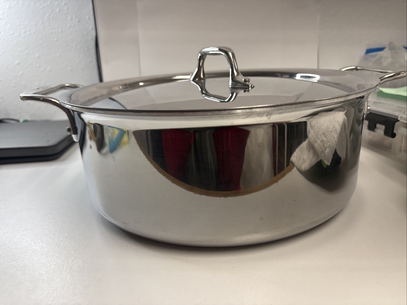 ALL-CLAD Stainless Steel 6qt Cookware Stock Pot With Lid ~ Tiny Dent ~ READ DESC