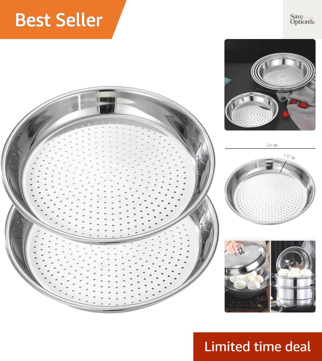 Steamer Plate, 2 Pcs 12.6 Inch Round Stainless Steel Steaming Net for Food St…