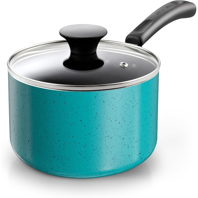 Nonstick Sauce Pan W/ Lid Aluminum Heat Distribution Easy Clean Cooking Pot New