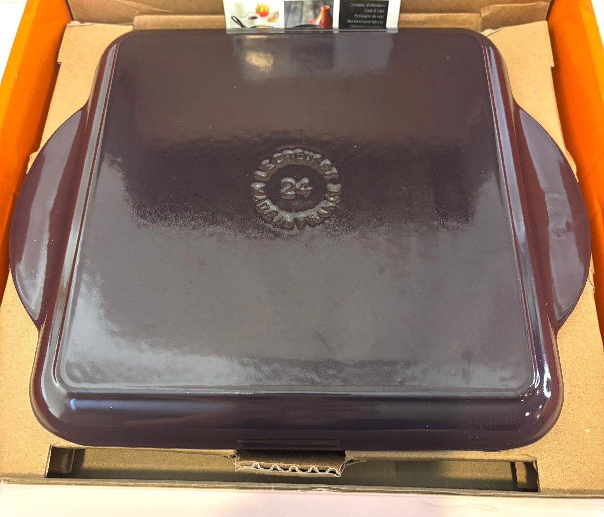 NIB Le Creuset Cast Iron Enameled Square 9.5″ Griddle Cassis Purple