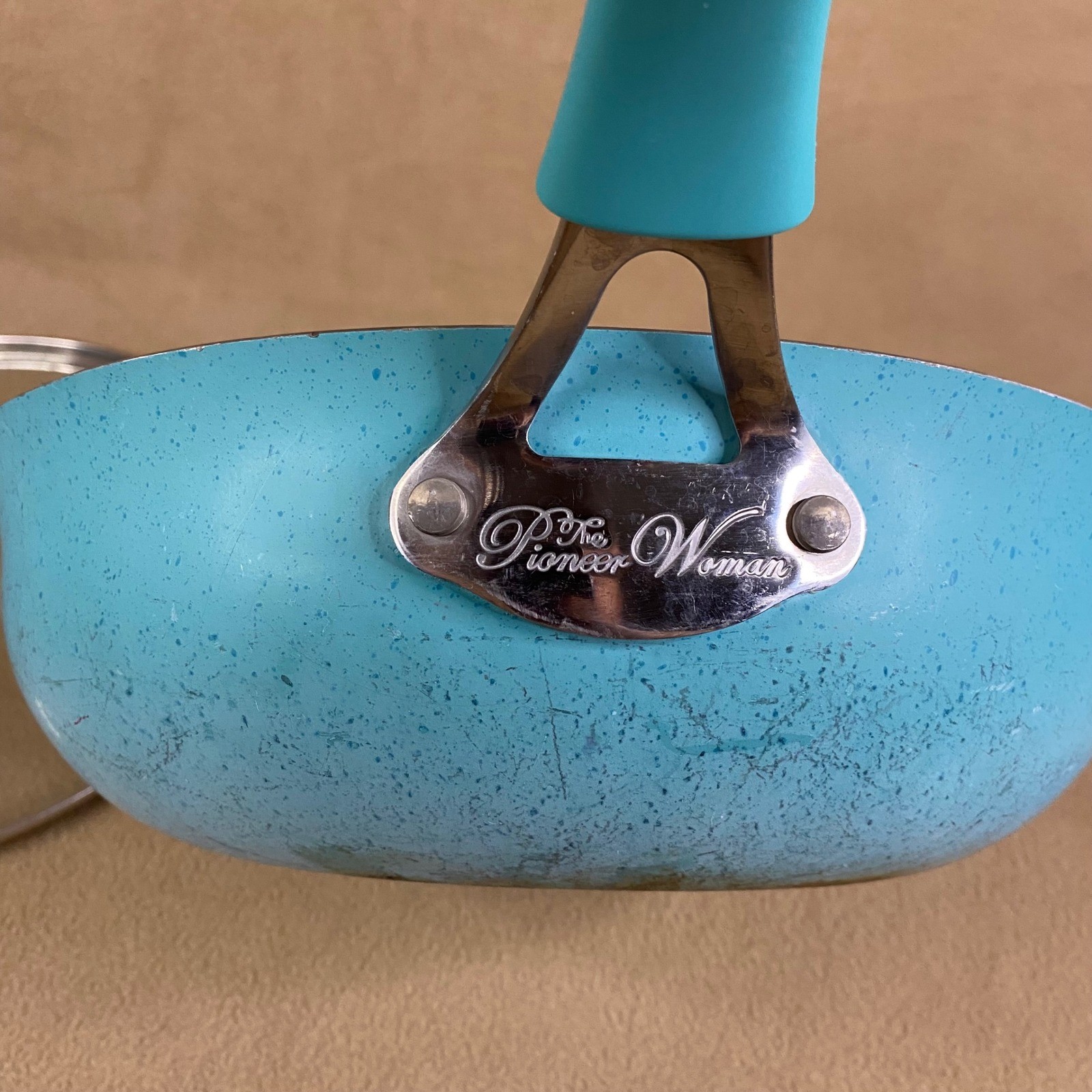 The Pioneer Woman Frontier Speckled Turquoise Pan w/ Lid Cookware Non-Stick EUC