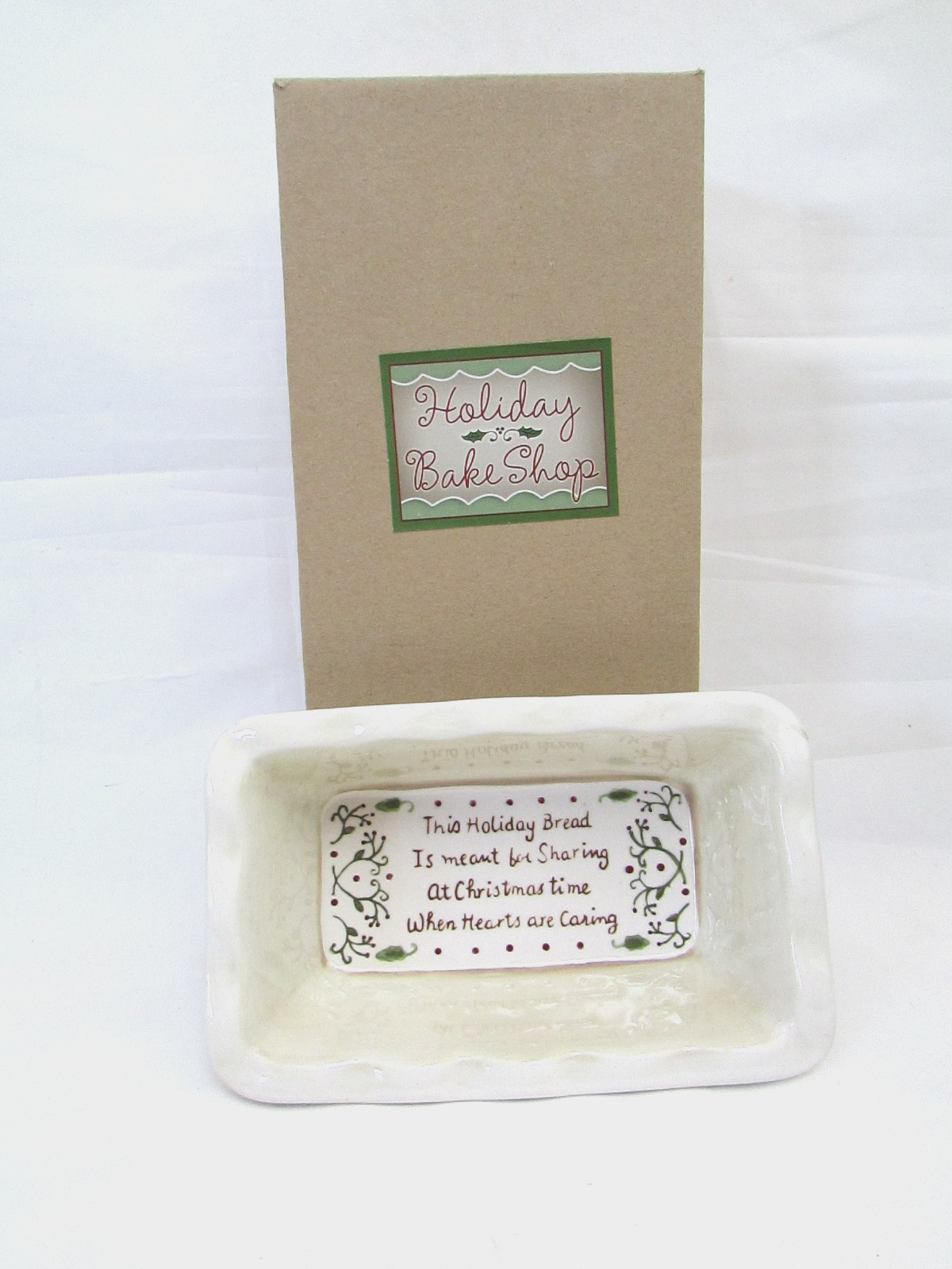 Loaf Pan Mini Grasslands Road 6 1/4” X 4” Beige/ Green Dot “This Holiday Bread”