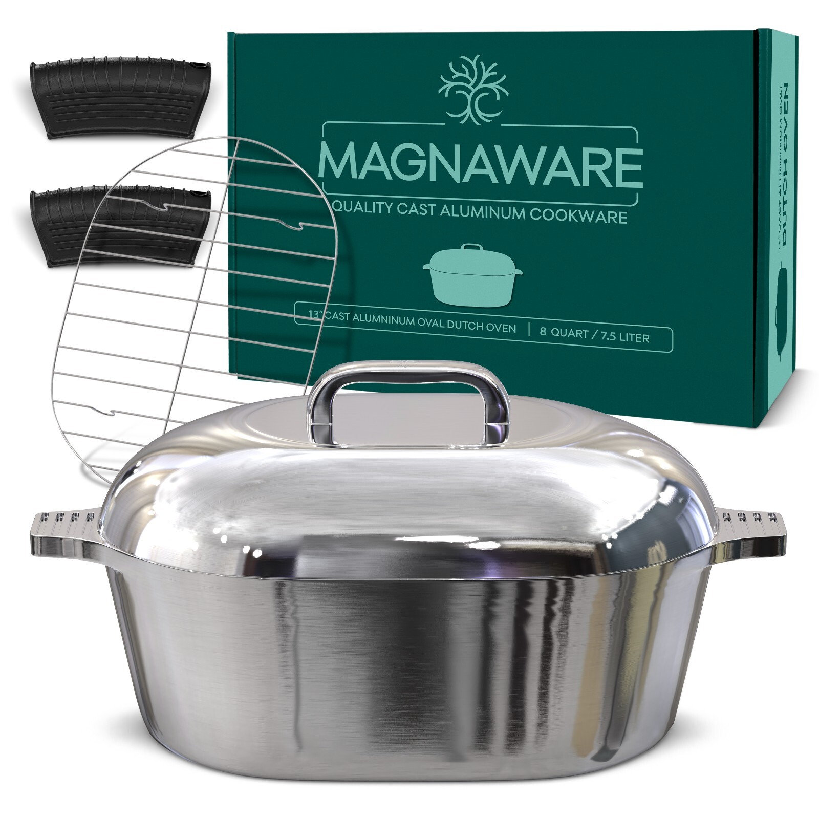 MAGNAWARE Quality Cast Aluminum Oval Dutch Oven – 8 QT 13″ *Like MAGNALITE*