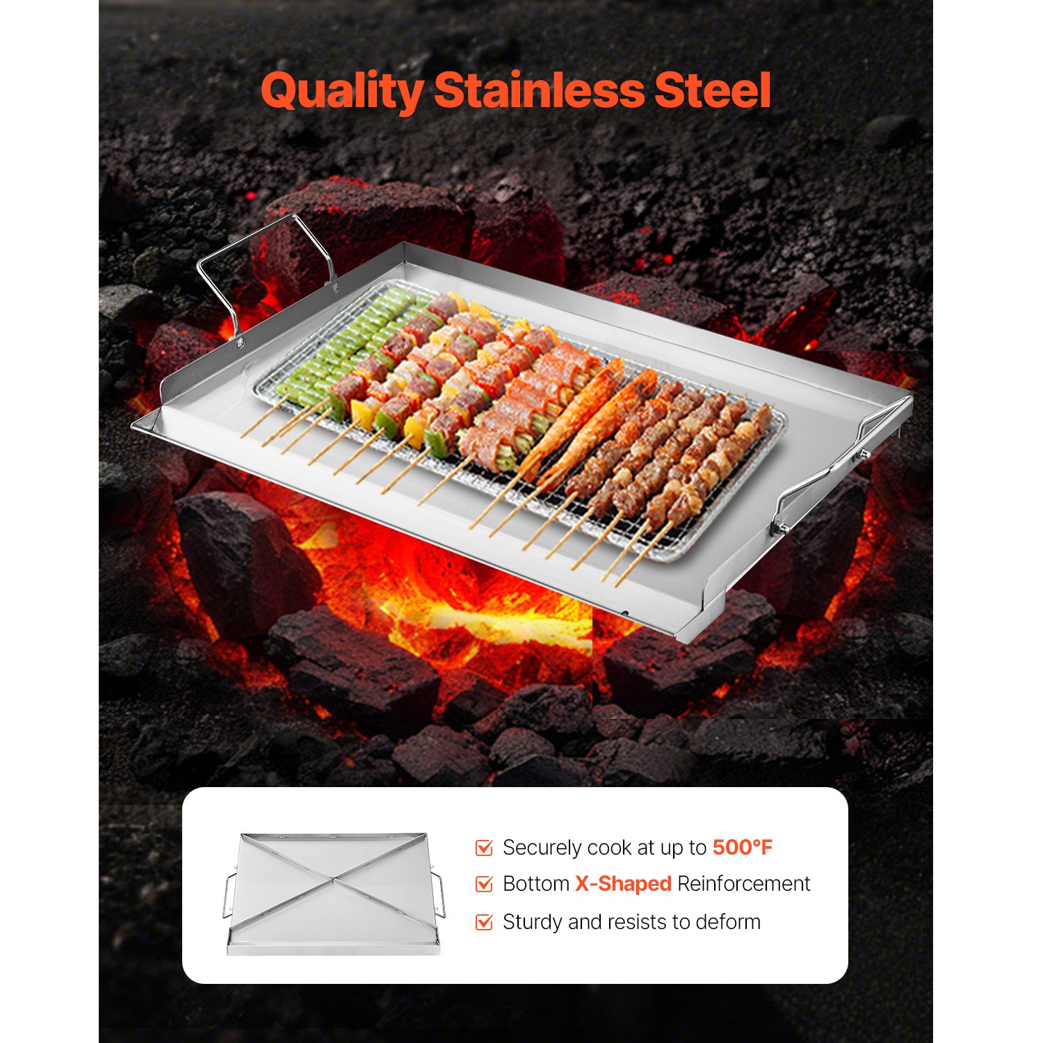 23×16 in Flat Top Griddle Stainless Steel BBQ Grill Pan
