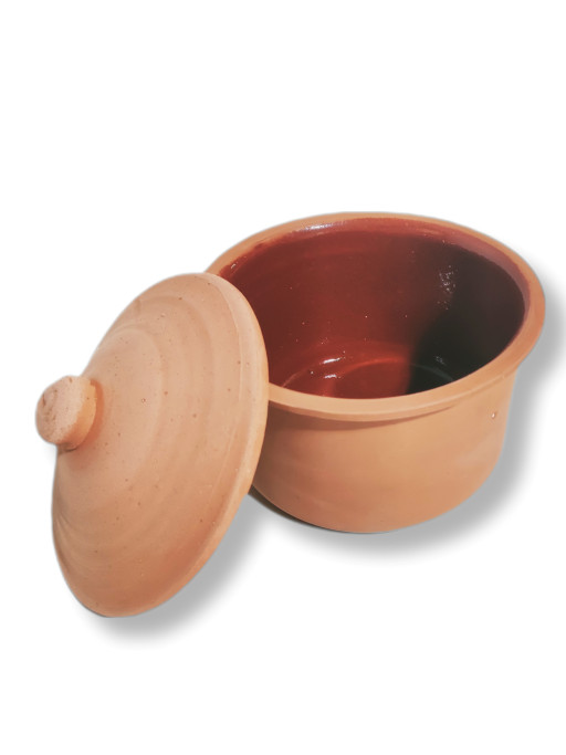 Cooking Clay Pot 1 Liter Casserole , Big Cookware Clay Oven Pan, Terracotta Set,
