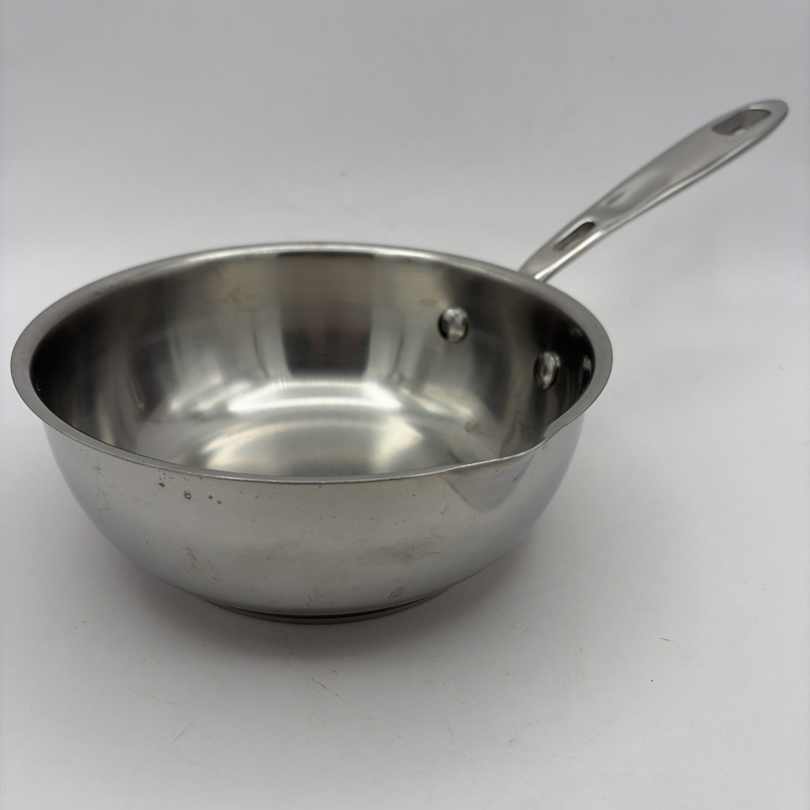 Emeril 1 Qt Saucier Pan Saucepan Pour Spout Stainless Steel Copper Core No Lid
