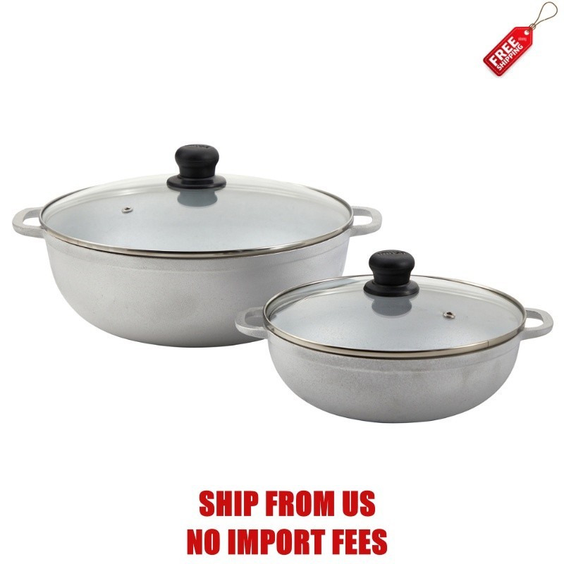 IMUSA 2.5/7.0qt Cast Aluminum Caldero 2pc Set with Glass lid – 22/30cm