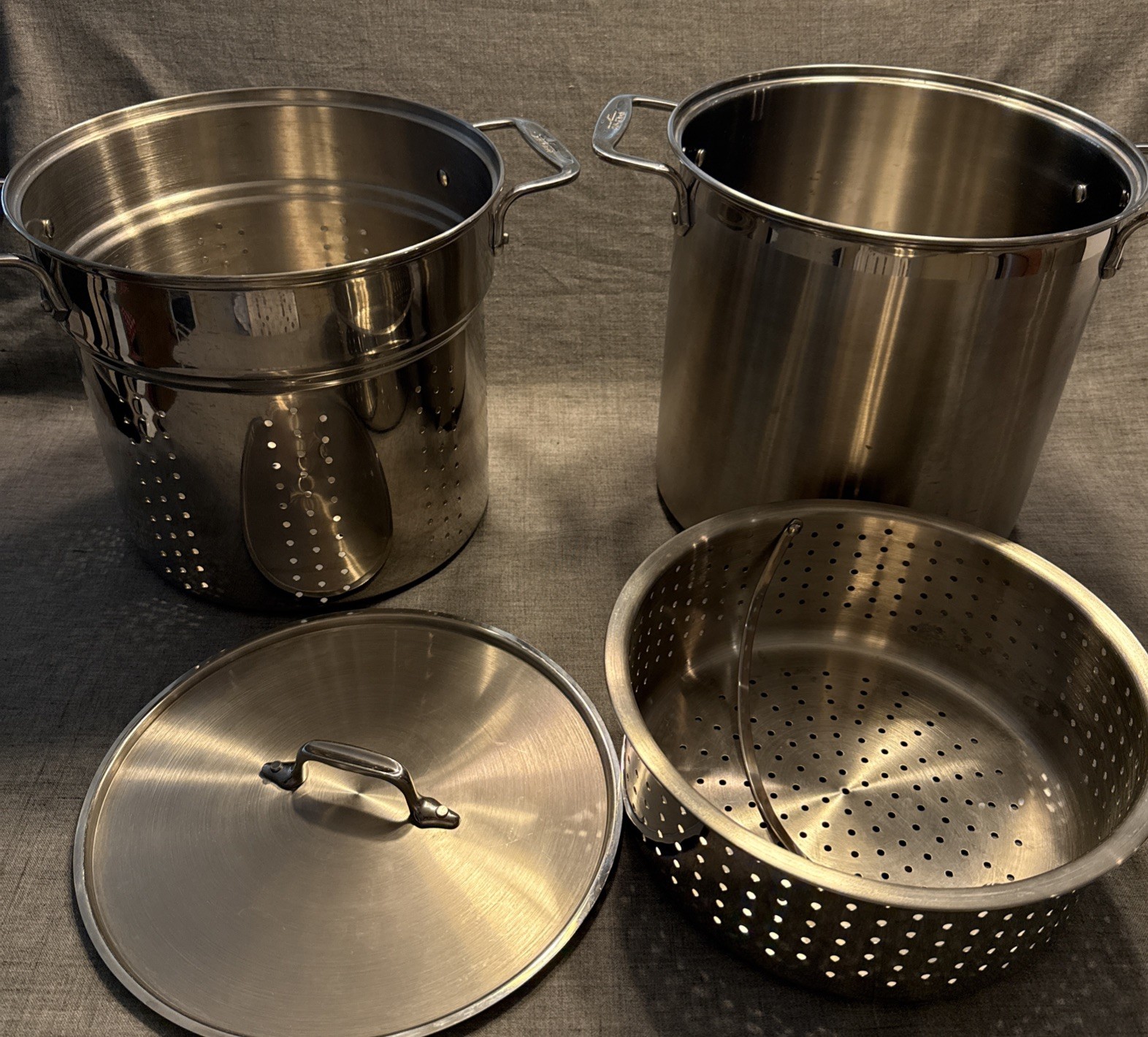 All-Clad Stainless Steel Multi Pot 4 Piece Pasta Strainers Steamer Metal