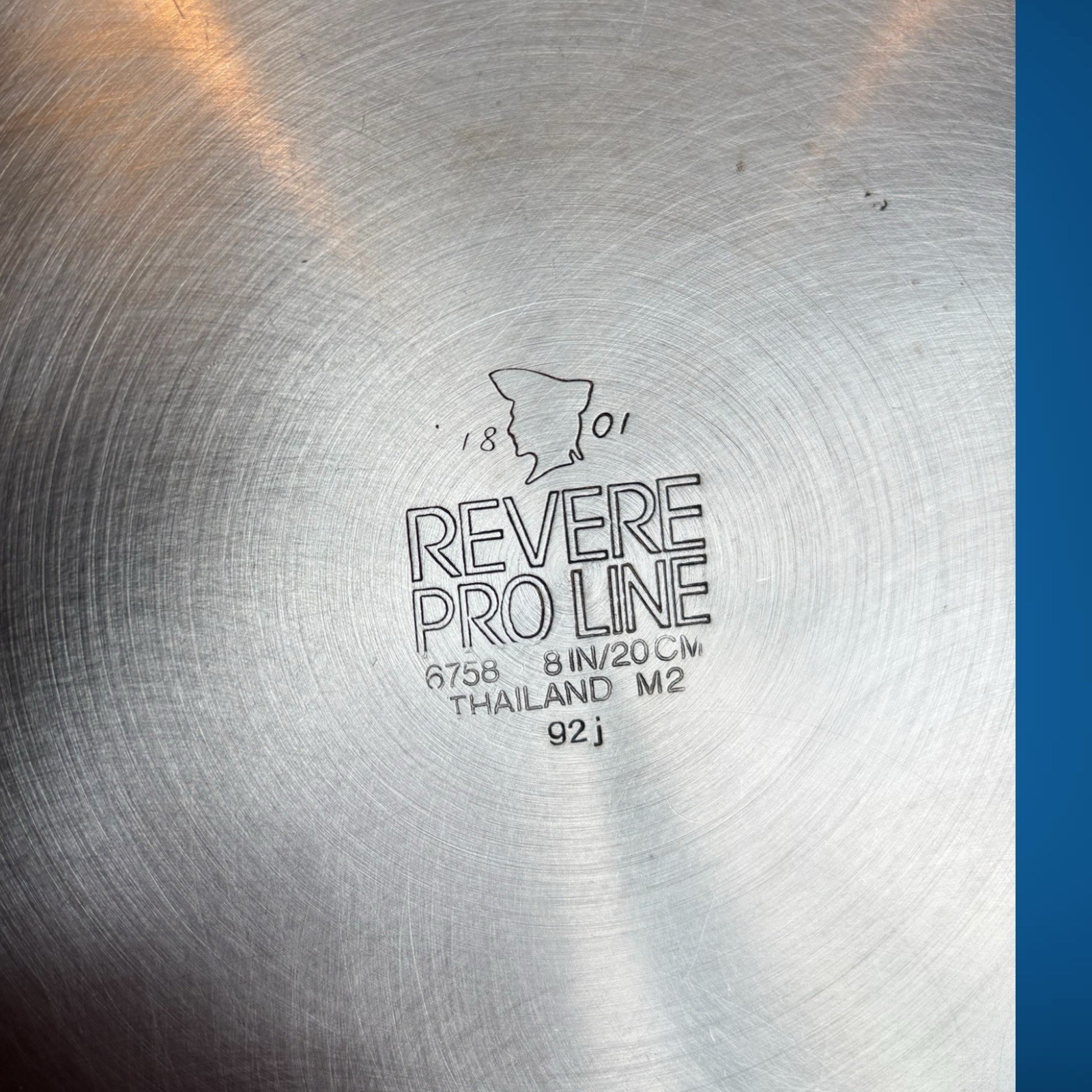 Revere Ware Pro Line 8″ Stainless Steel Copper Core Skillet Saute Fry Pan #6758