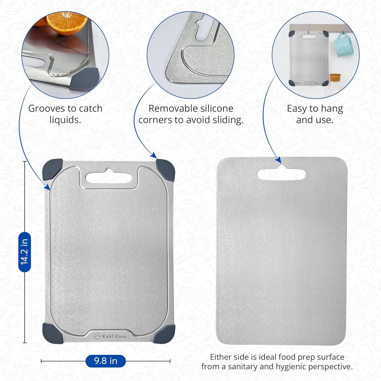 Titanium Cutting Board Non-Slip Juice Groove Extra Large Heavy Duty Kitchen New