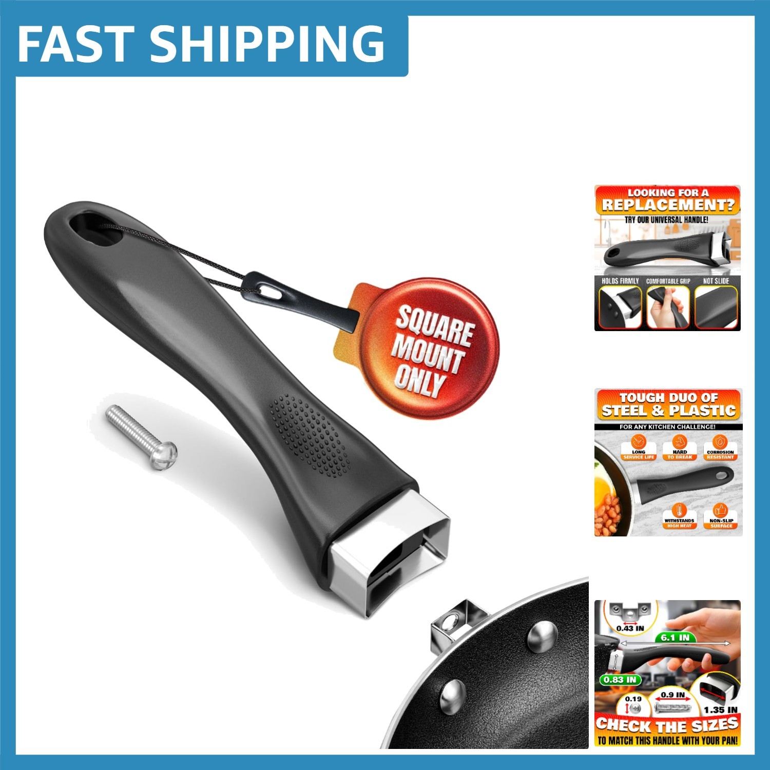 Durable Heat-Resistant Pot Handle Replacement with Screw Mount – Easy Clean