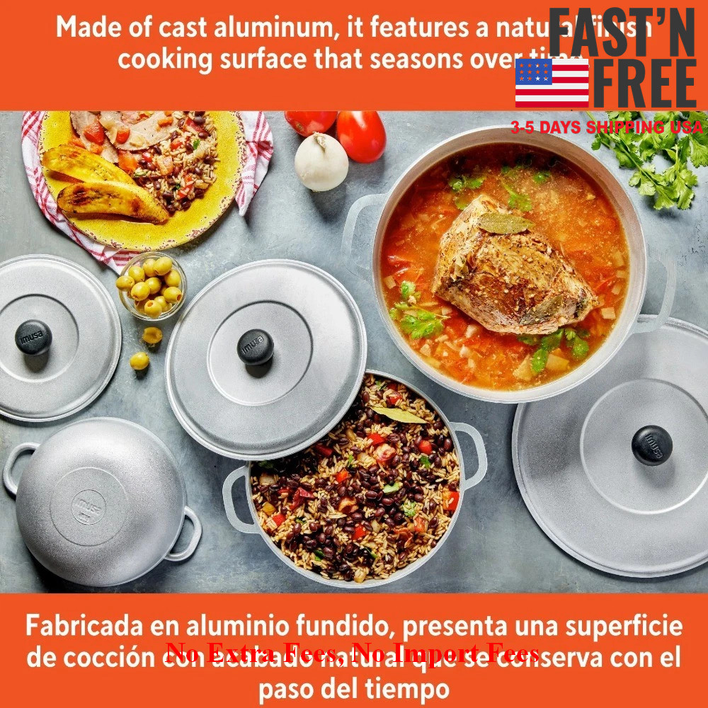 [HOT SALE] 1.5/2.5/5.2qt Cast Aluminum Caldero 3pc Set – 18/22/28cm, NEW USA