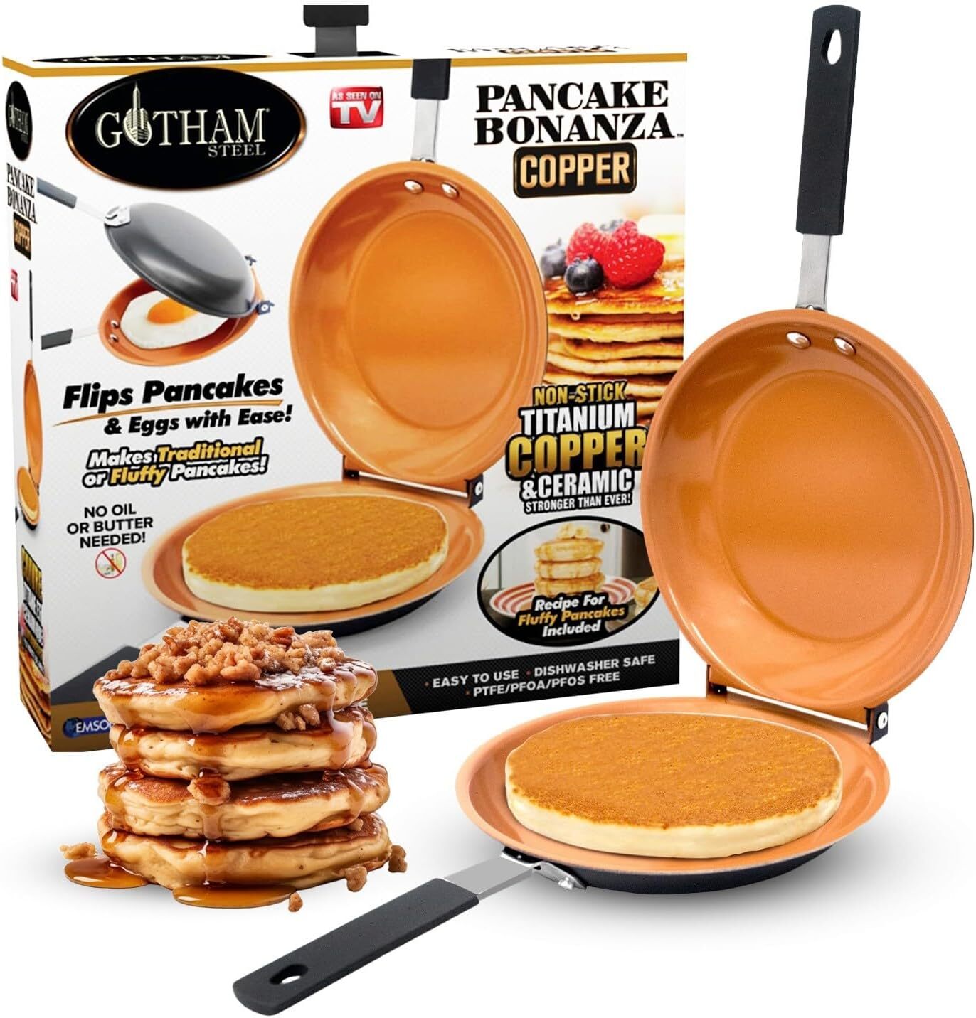 Gotham Steel Pancake Pan Nonstick Double Sided Pan Flip Pancake Maker