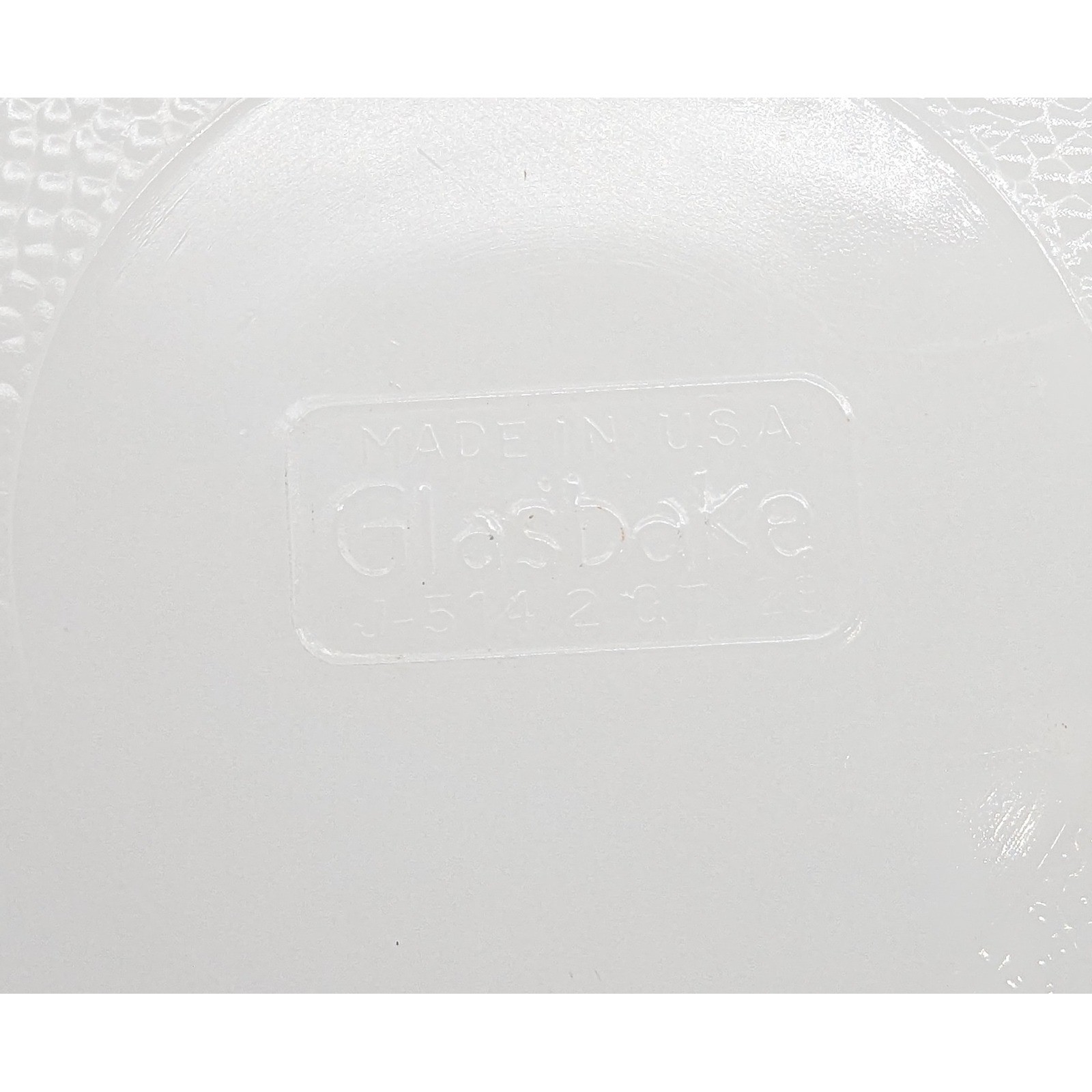 Glasbake Currier & Ives Blue Milk Glass Round Casserole Dish J-514 2 QT USA