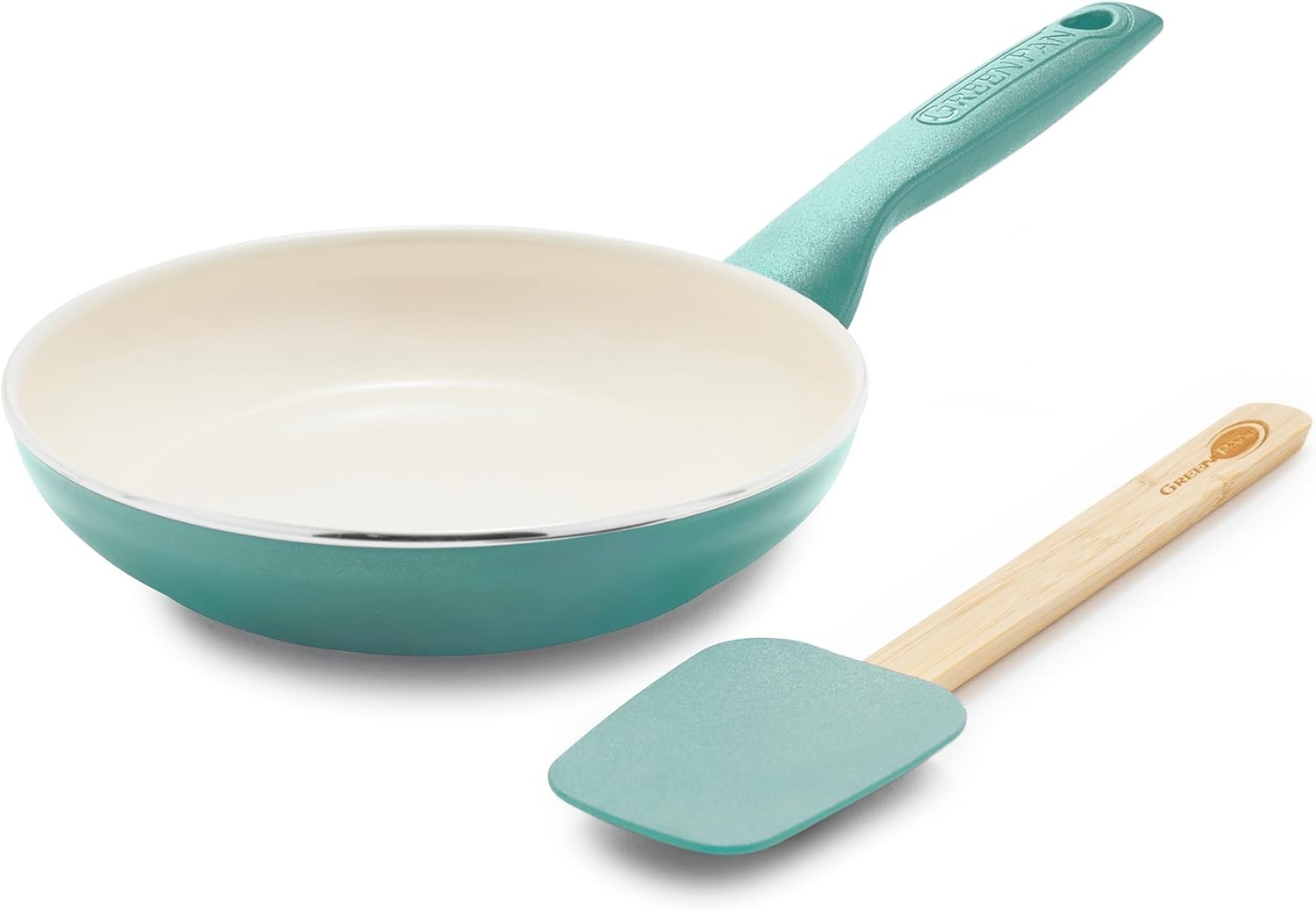 GreenPan Rio Healthy Ceramic Nonstick 8″ Frypan and Spatula Set, Turquoise