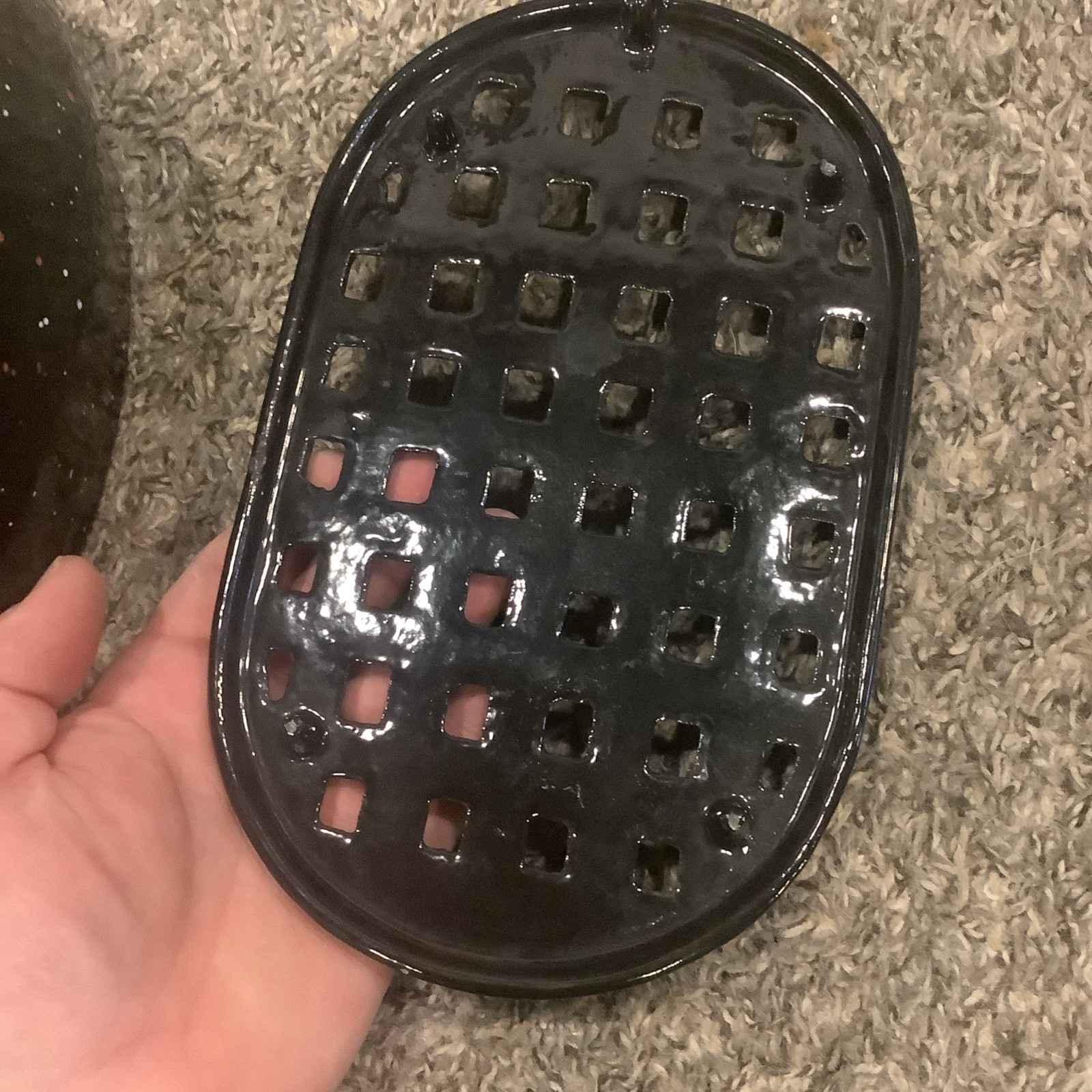 Vintage John Wright Cast Iron Oval Lattice Wood Stove Steamer Humidifier, Trivet