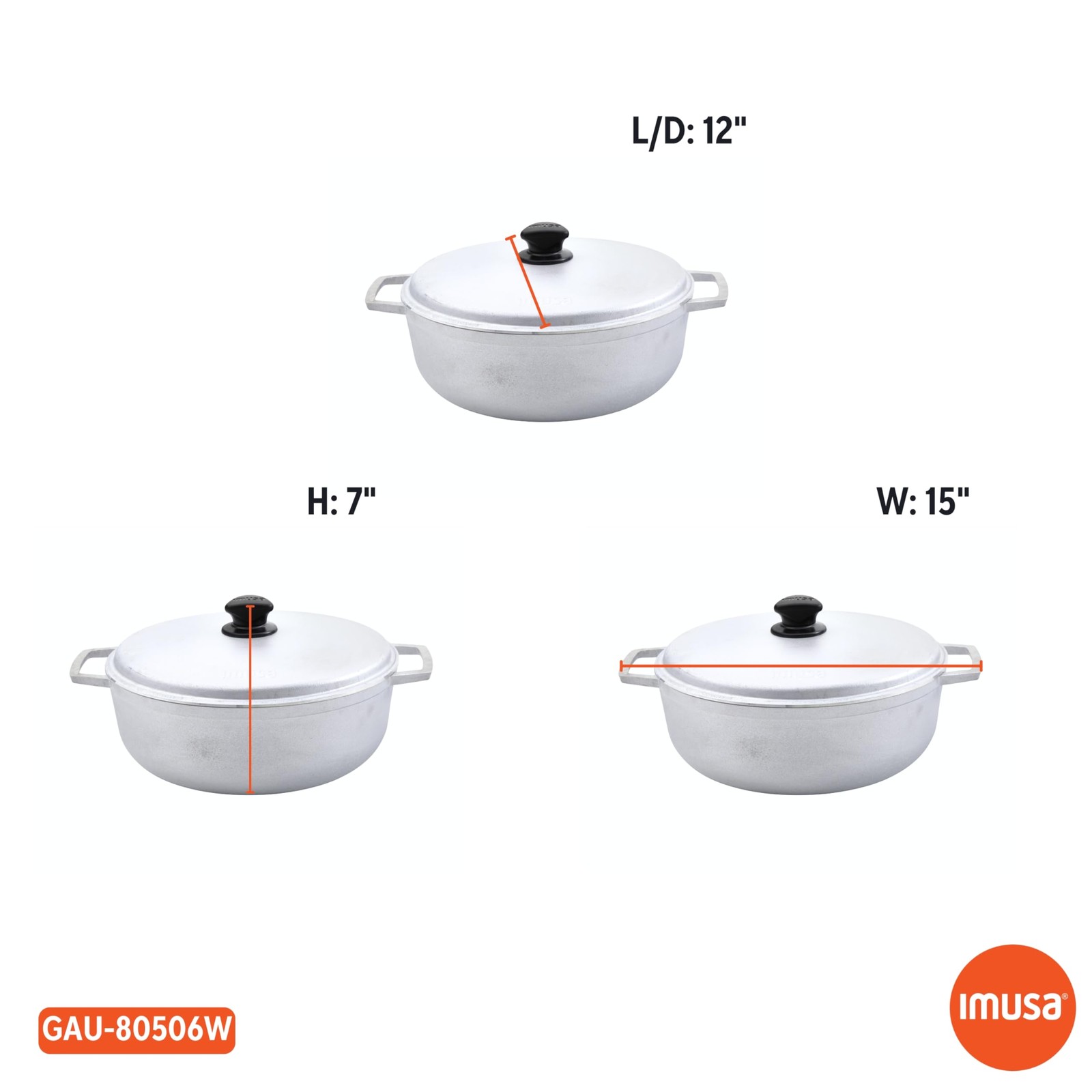 IMUSA 7.5 Quart Traditional Natural Made in Colombia Caldero with Lid for Cookin