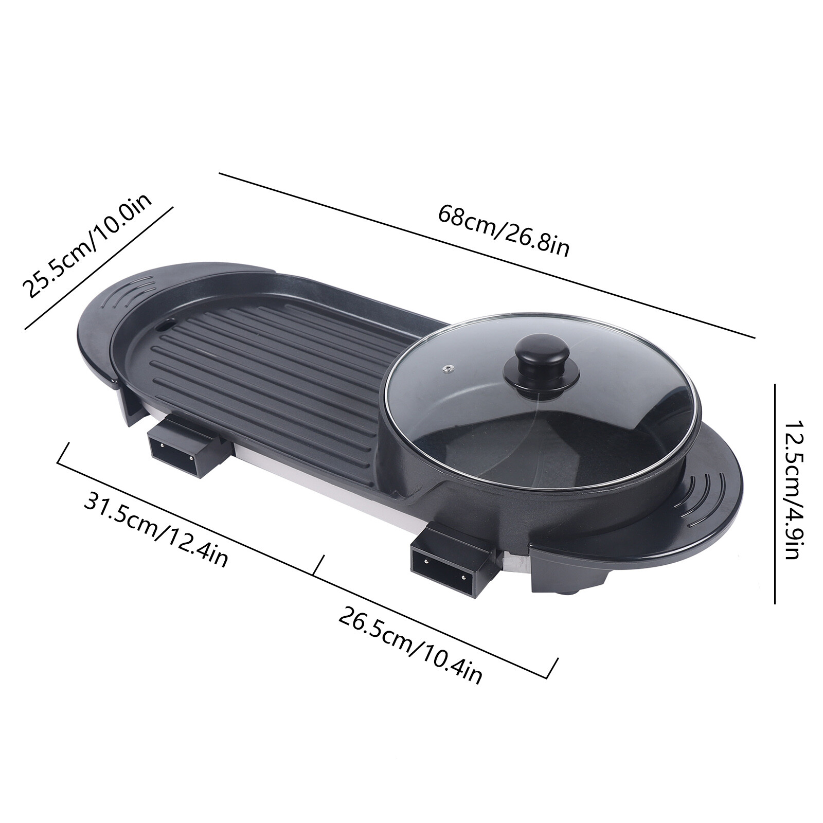 2 In 1 Hot Pot Barbecue Grill Portable Electric Non-stick Teppanyaki Pan Soup