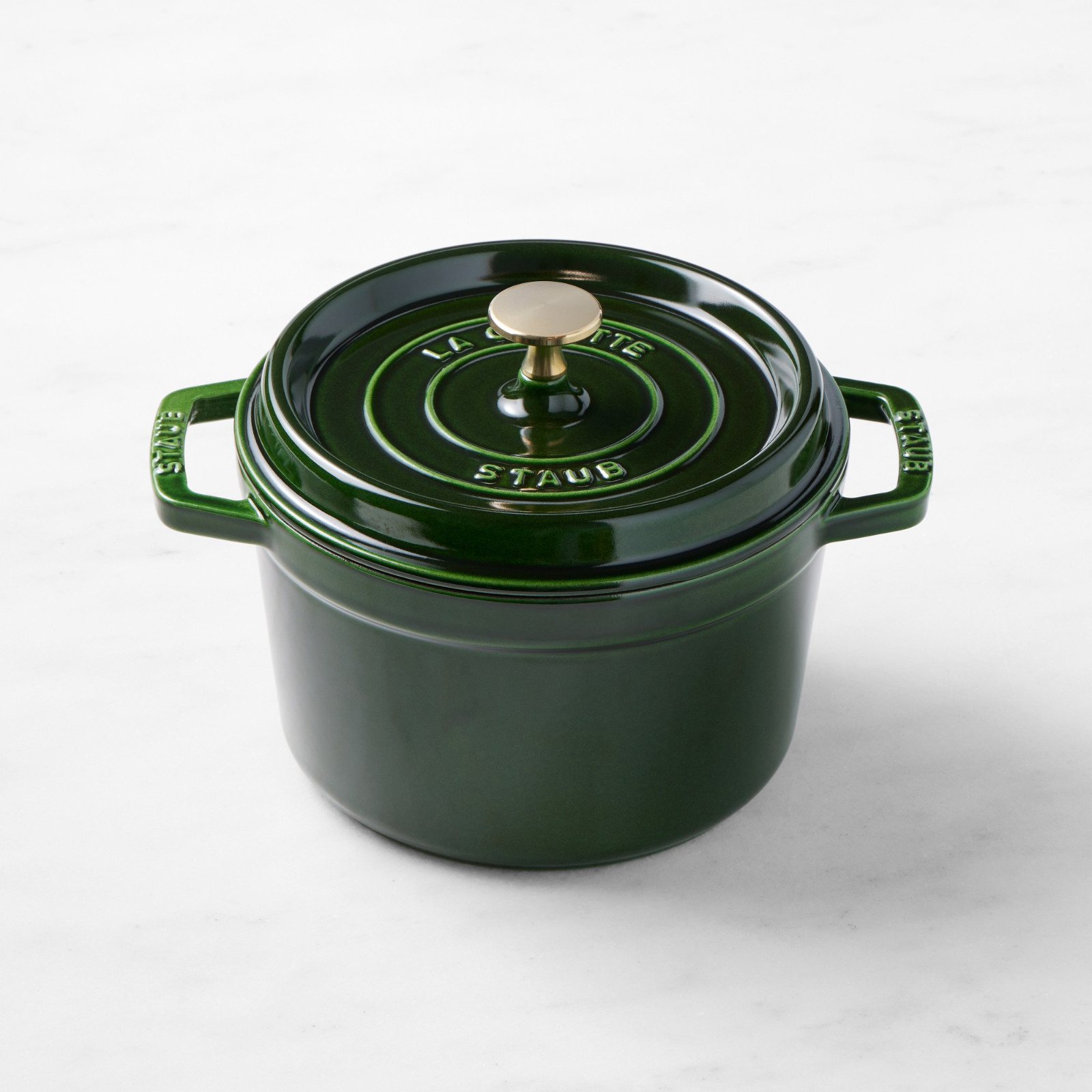 Staub Enameled Cast Iron 3 Qt Deep Oven Basil Brass Knob – NO IMPORT FEE