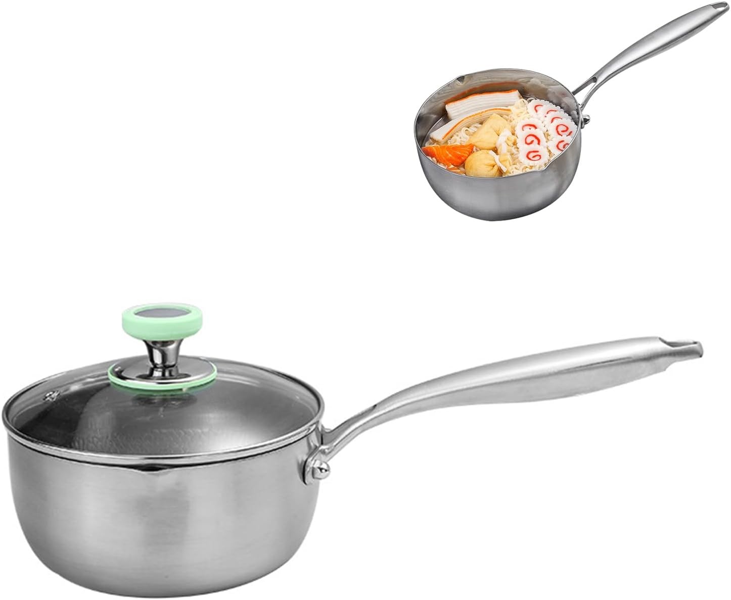 Titanium Pan Pot with Lid, Non-Stick Titanium Saucepan, 500°F Heat Resistant,