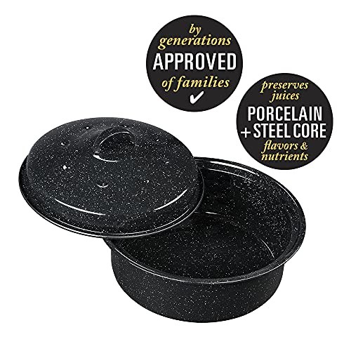 Granite Ware Enamel on Steel Covered Round Roaster, 3 lb. Capacity