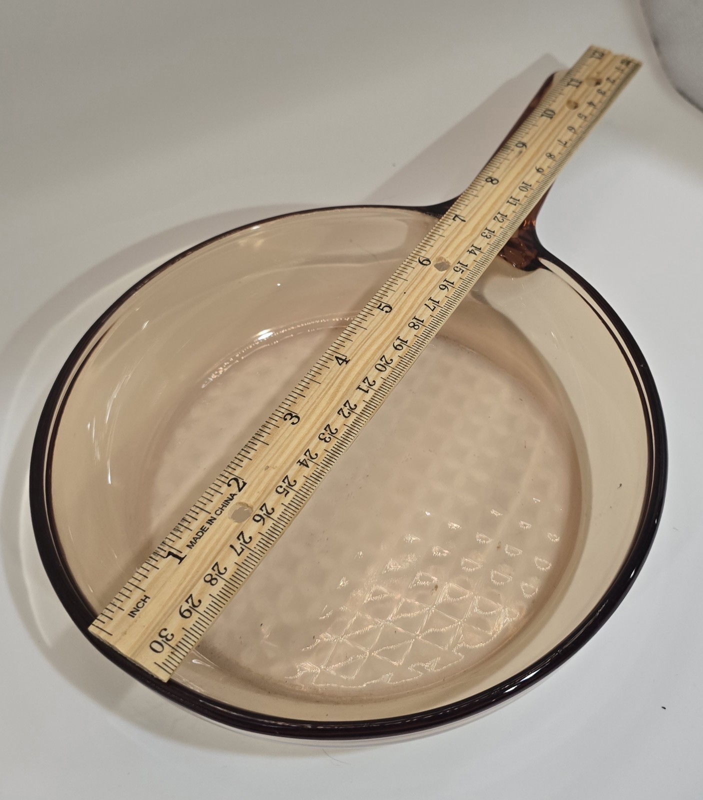 Corning Ware Visions 7″ Amber Glass Waffle Bottom Skillet- FRANCE