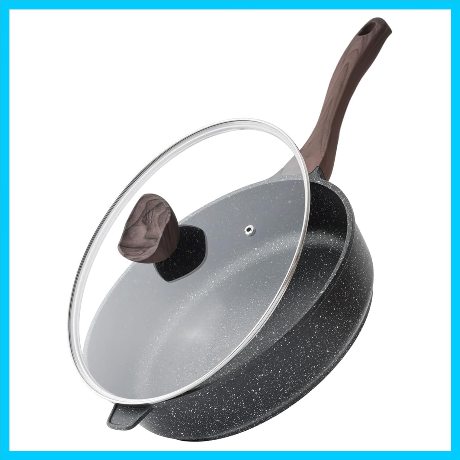 Nonstick Deep Frying Pan with Lid, 10 Inch Non Stick Skillet, Saute Pan for C…