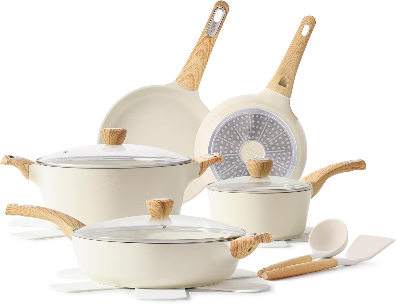 Ceramic Cookware Sets, 14 Piece, Non toxic Healthy, PFAS PTFE PFOA PFOS Free