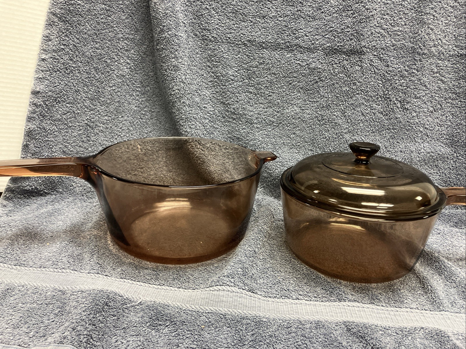 VTG Corning Vision Ware 1.5 And 2.5 Liter Amber Sauce Saute Pans