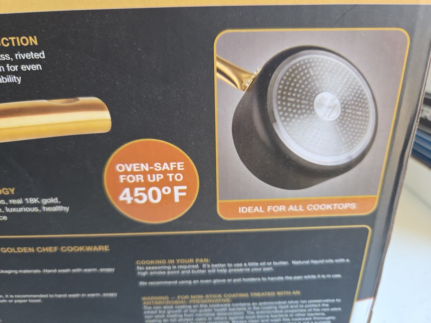 NEW In Box, 18K Parini, 1.5 QT Gold collection sauce Pan w/Tempered Glass Lid.
