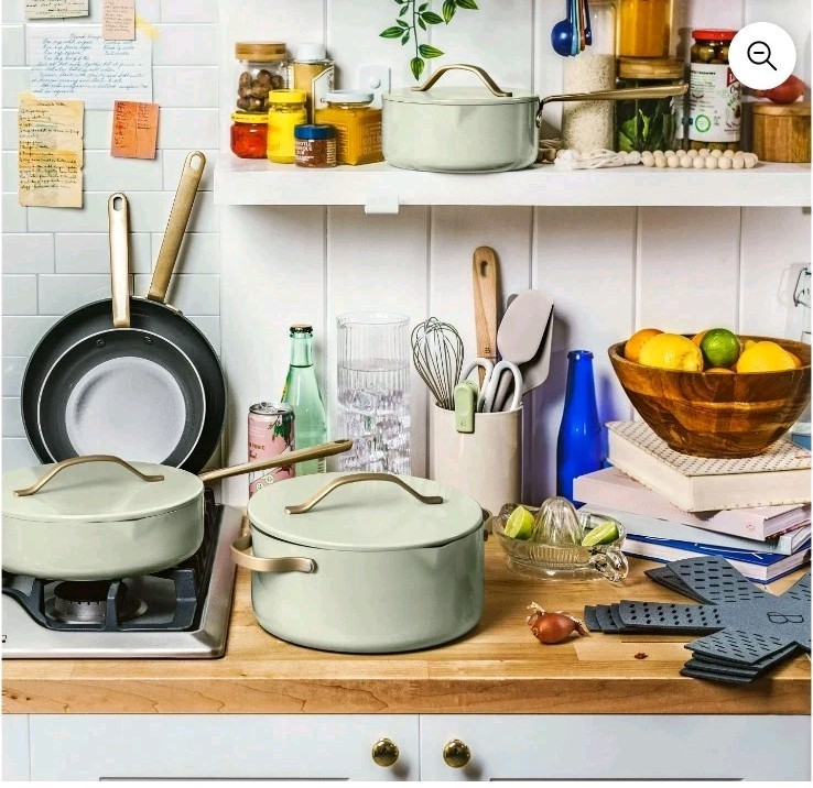 Beautiful 12-Piece Ceramic Nonstick Cookware Set, Pots & Pans Sage Green