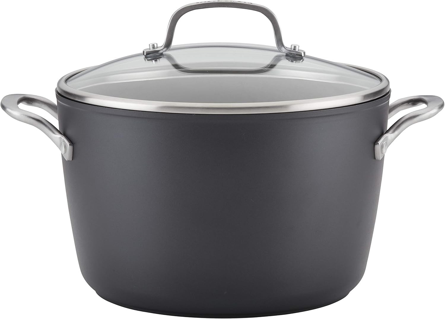 8 Qt Hard Anodized Induction Nonstick Stock Pot/Stockpot W/ Lid Matte Black