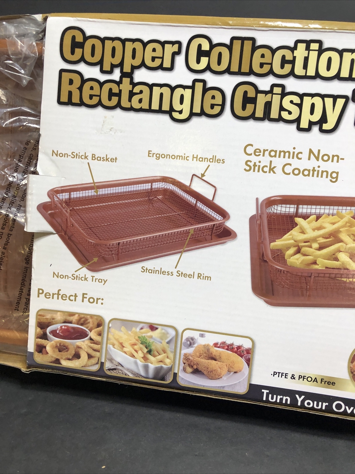 New Copper Collection 2pc Rectangle Crispy Air Fryer Non Stick Tray. Free Ship