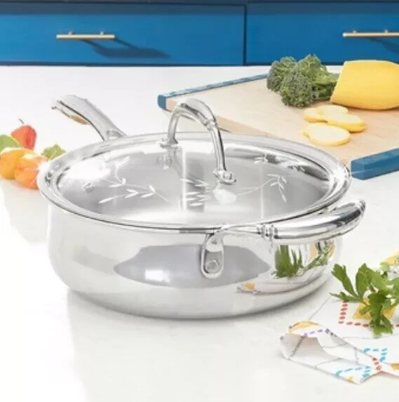 Princess House Heritage Tri-Ply Stainless Steel 10″/25.4 Saute Pan (10835) New!