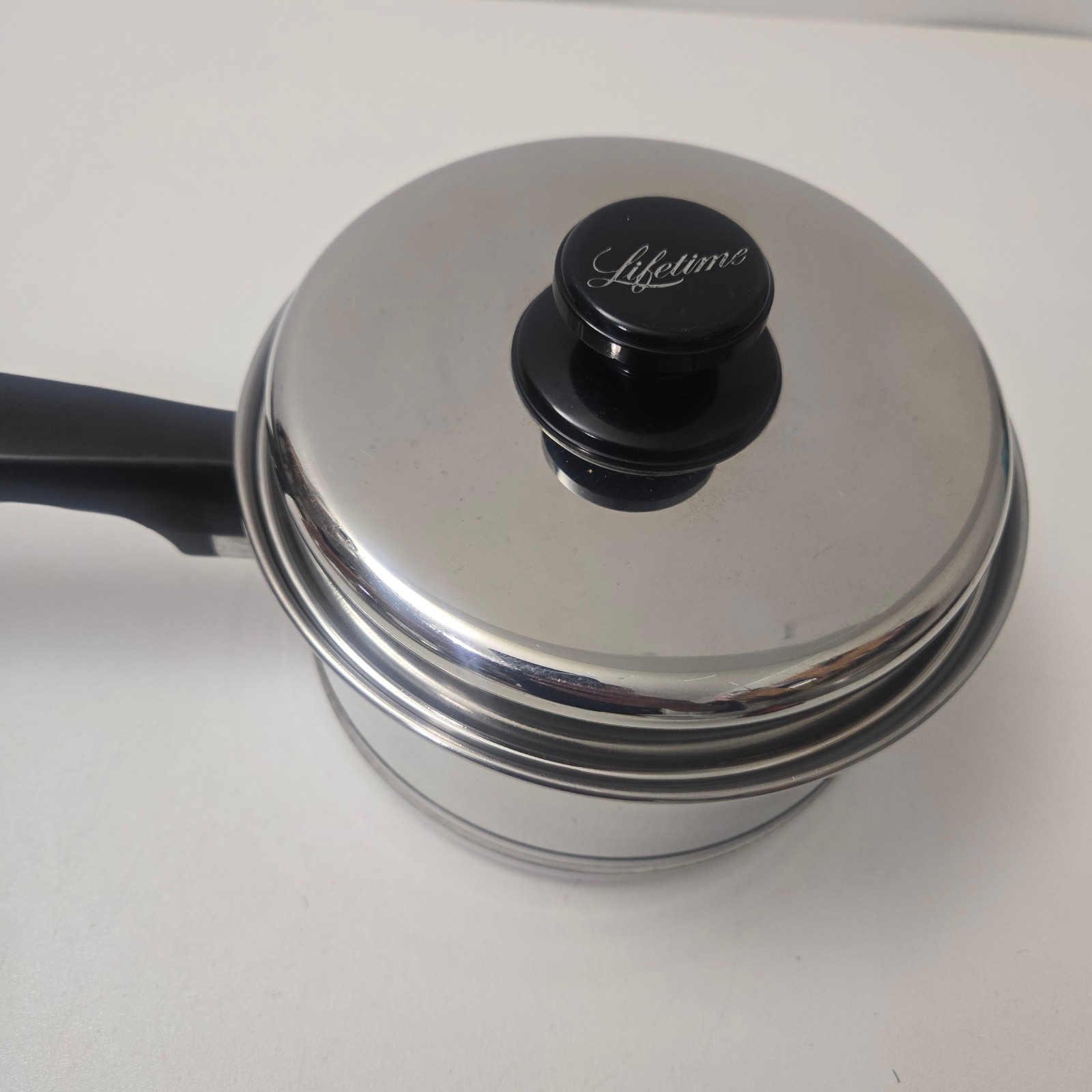 Vintage Lifetime 2 Qt Saucepan with Lid Stainless Steel 18-8 USA Heavy Pan
