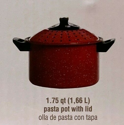 Gibson Home Casselman Pasta Cooker Set 4-Piece Red Nonstick Steel 5.4qt & 1.75qt