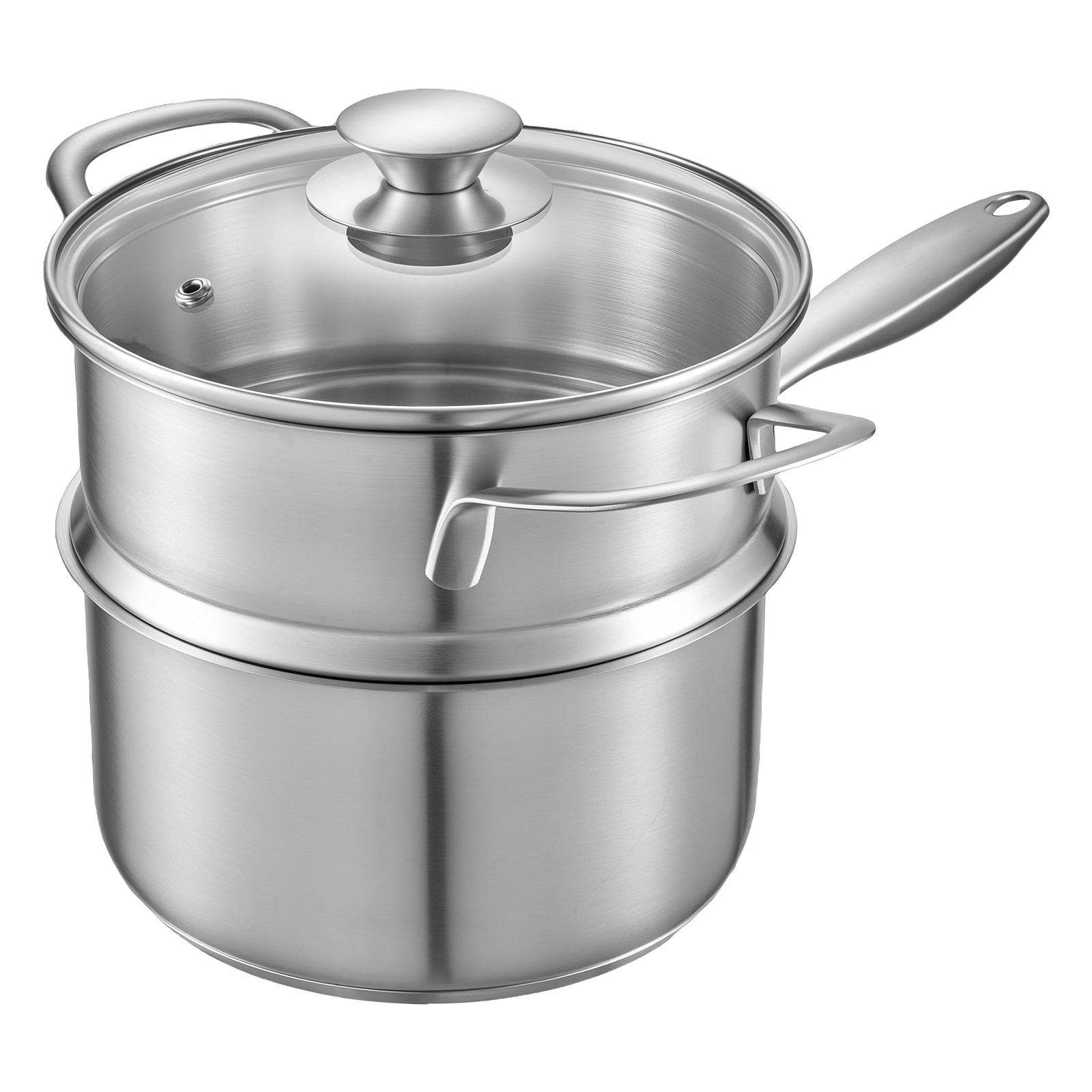 Uimoso 2.5 QT Stainless Steel Saucepan with Steamer and Glass Lid