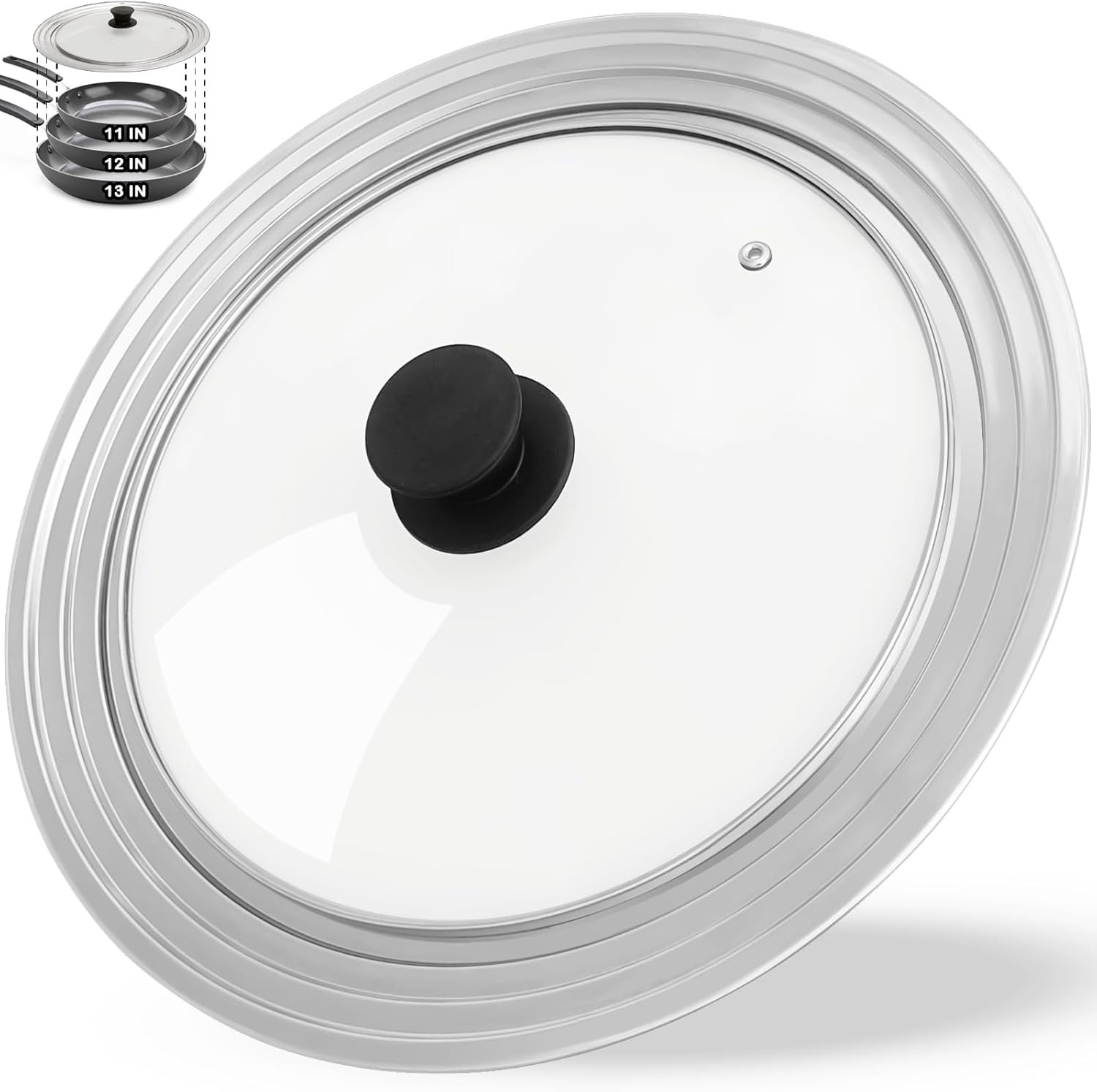 Universal Pot & Pan Lid Fits 11″ 12″ 13″ Cookware Stainless Steel Replacement Fr
