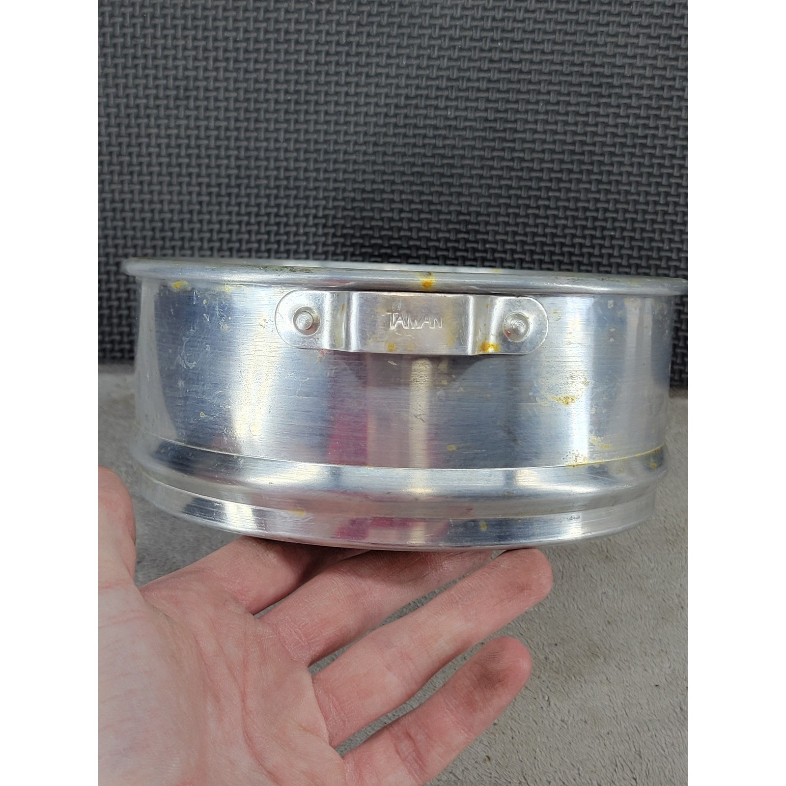 Vintage Aluminum Steamer Basket Insert Round Pot Strainer Dual Handles Taiwan